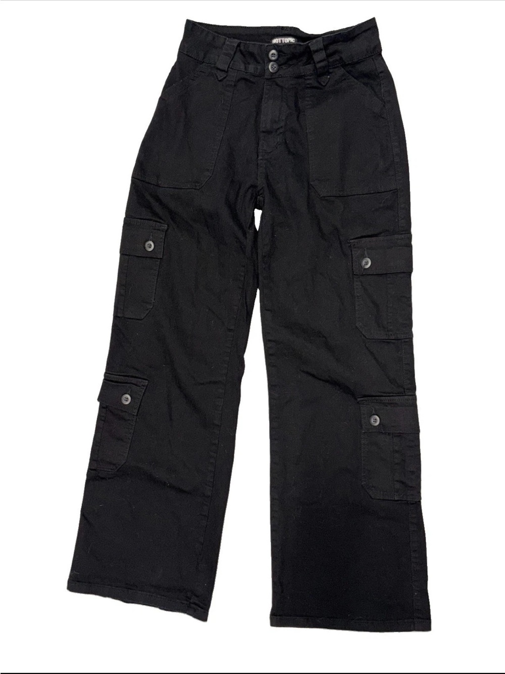 Hot Topic Wide Leg Baggy Black Grunge Skater 4 Pocket Cargo Pants Woman’s SZ.7